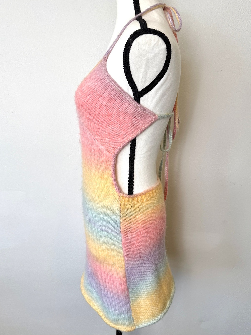 Frankies Bikinis Debbie Knit Dress Cotton Candy Pastel Rainbow Halter Mini Small - Picture 6 of 11